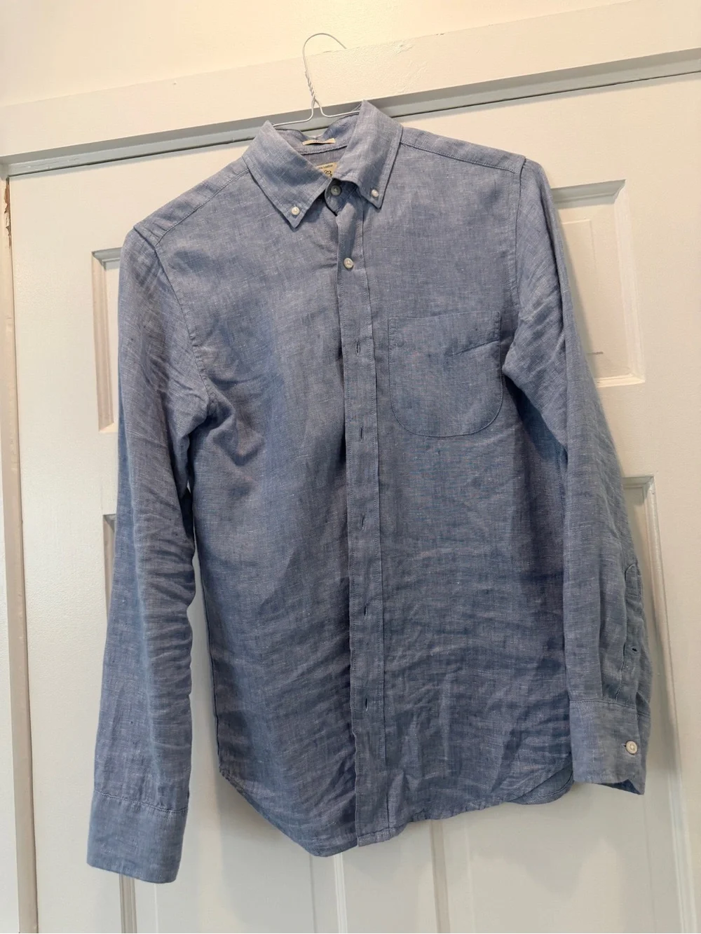 J. Crew Men's Linen Button-Down Shirt in Blue